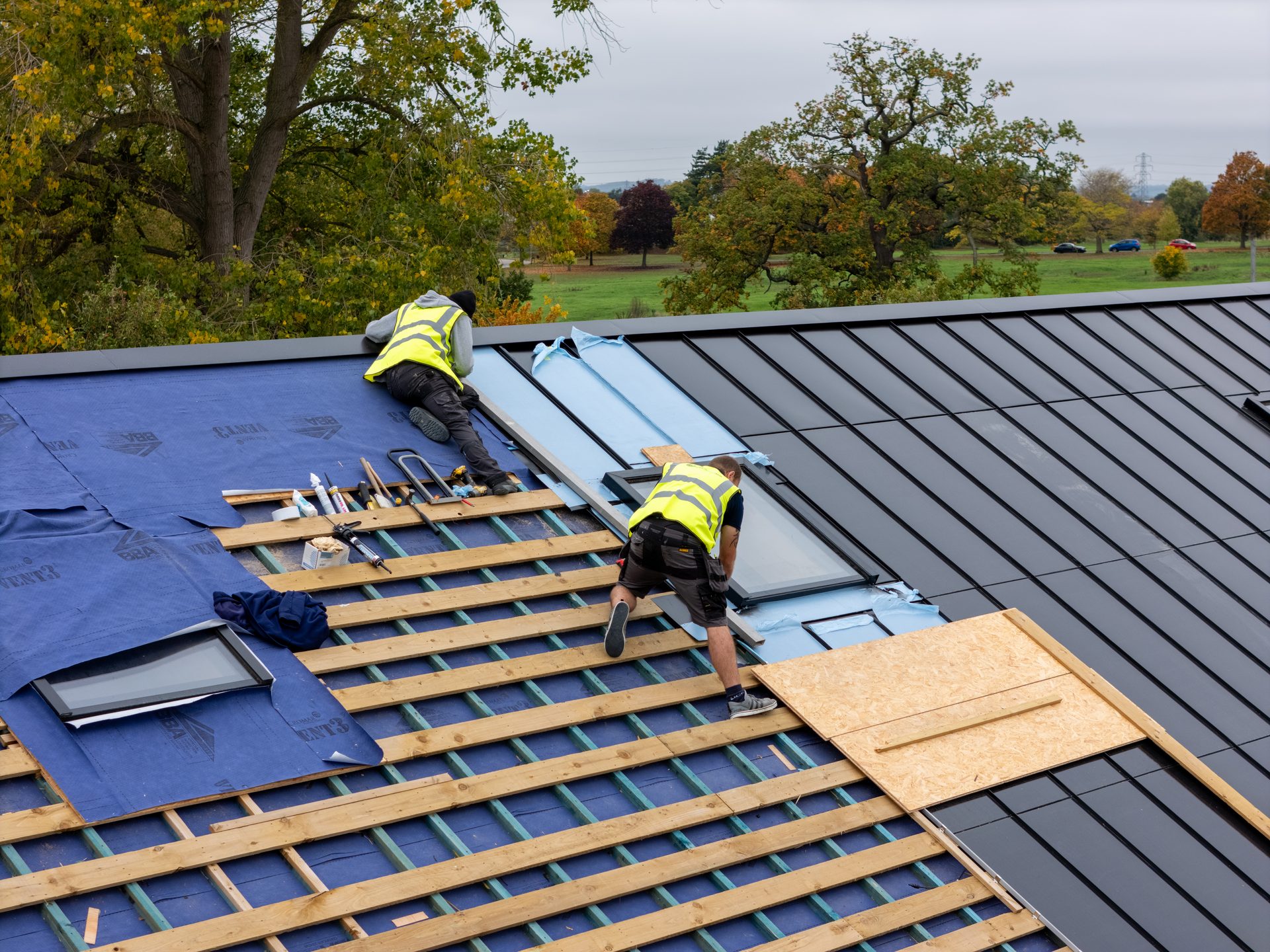 SMRSS engineers installing solar roof